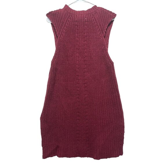 By Malene Birger Chunky Knit Linen Long Vest Womens Small Red Preppy Fisherman - Picture 5 of 16